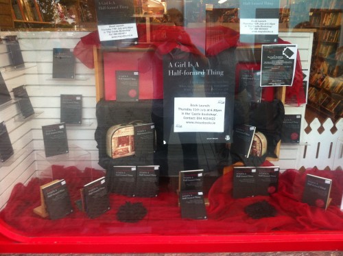 'A Girl is a Half-formed Thing' window display in the Castle Bookshop, Castlebar.