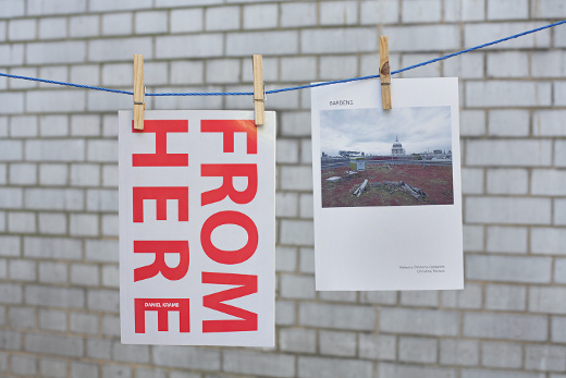 Two books published by The Lonely Coot hanging from a washing line.